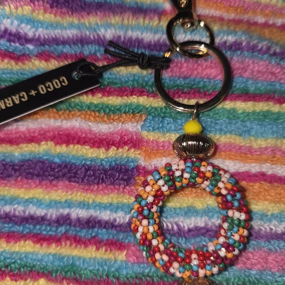 Coco + Carmen Bright Multicolor Beaded Tassel Keychain/ Bag Charm - Picture 3 of 4